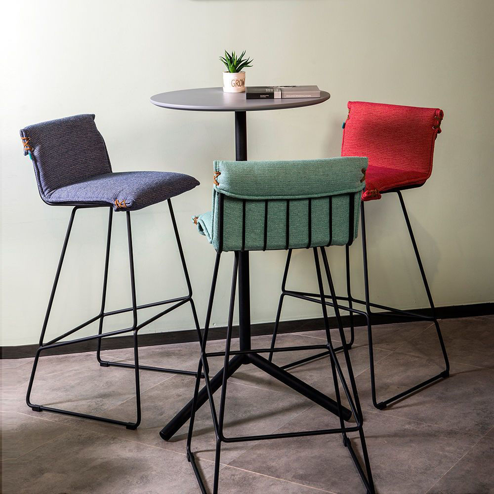 Neo Front Fabric High Counter Bar Chair, Red