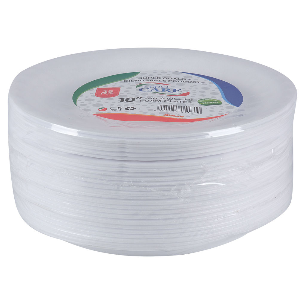 Disposable 25 Pcs Foam Plates Pack, 10inch Carton of 20 Packs